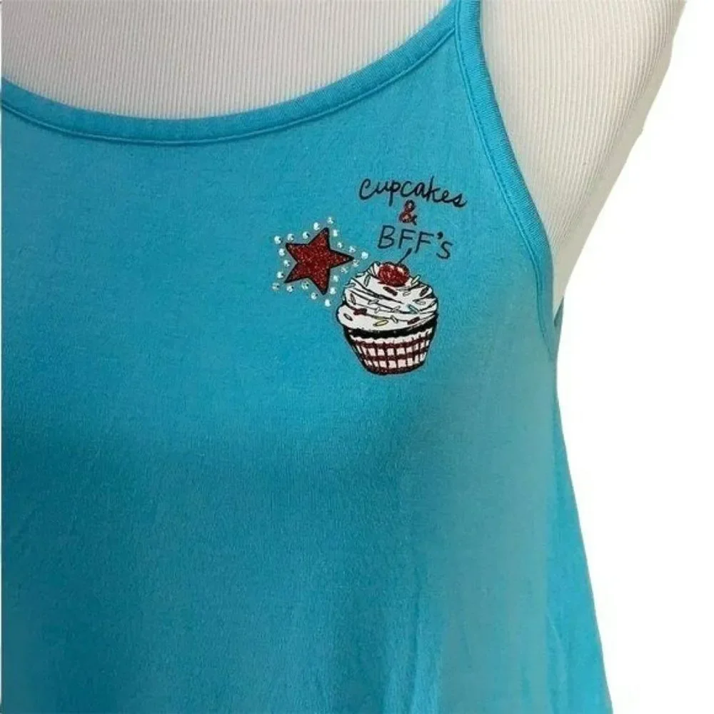 Justice open vback blue 14 tanktop Cupcake and‎ BFF